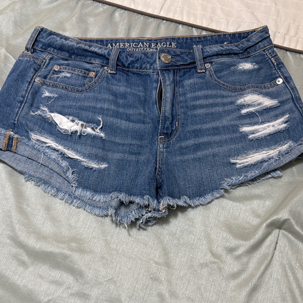 American Eagle Outfitters Ripped Blue Jean Shorts